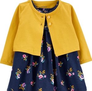 Dress Cardigan Navy Yellow Pink Purple Teal